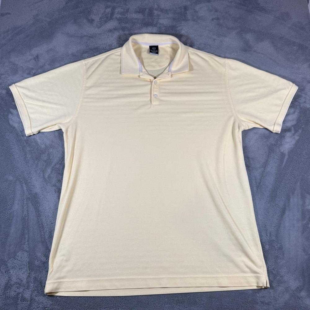 Nike Golf Dri-FIT Polo Shirt Mens 2XL Yellow Textured Stripe Golf Performance